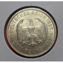 ALEMANIA 3 MARCOS 1927 F WEIMAR Republic UNIVERSITAT TUBINGEN KM.54 MONEDA DE PLATA SC @MUY RARA@ 3 Reichsmark silver