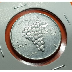 ITALIA 5 LIRAS 1948 R RACIMO DE UVAS y DAMA KM.89 MONEDA DE ALUMINIO SC @RARA ASI@ Italy 5 Lire coin