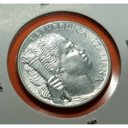 ITALIA 5 LIRAS 1948 R RACIMO DE UVAS y DAMA KM.89 MONEDA DE ALUMINIO SC @RARA ASI@ Italy 5 Lire coin