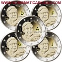 ALEMANIA 2 EUROS 2018 Cecas A+D+F+G+J HELMUT SCHMIDT CENTENARIO DE SU NACIMIENTO SC 5 MONEDAS CONMEMORATIVAS Germany Euro coin