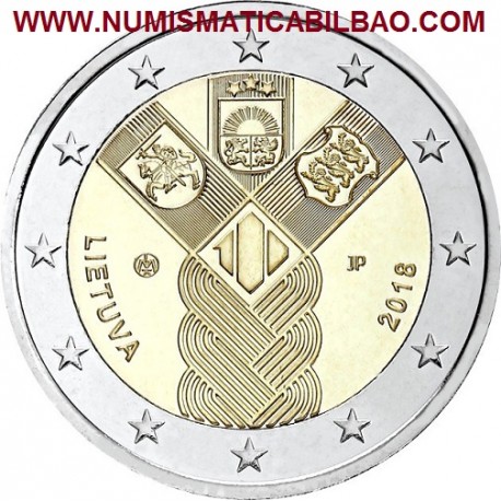LITUANIA 2 EUROS 2018 CENTENARIO DE LA FUNDACION DE LOS ESTADOS BALTICOS SC MONEDA CONMEMORATIVA Lietuva Lithuania Euro coin