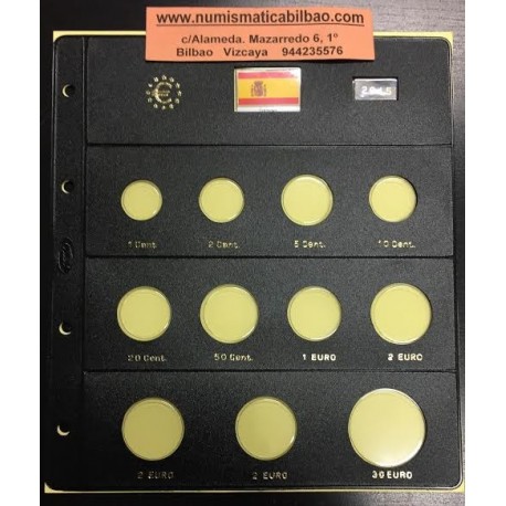 HOJA PARDO PARA ESPAÑA MONEDAS EURO 2015 + 2 EUROS 2015 BANDERA + 2 EUROS 2015 ALTAMIRA + 30 EUROS 2015 QUIJOTE PLATA