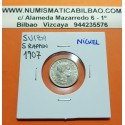 SUIZA 5 RAPPEN 1907 B DAMA y VALOR KM.26 MONEDA DE NICKEL EBC+ Switzerland