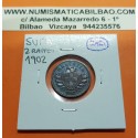 SUIZA 2 RAPPEN 1902 B ESCUDO y VALOR KM.4.2 MONEDA DE BRONCE MBC++ @RARA@ Switzerland