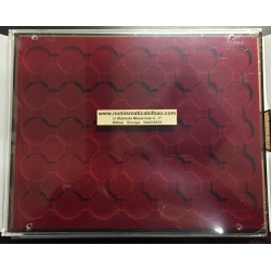 @OFERTA@ BANDEJA LEUCHTTURM MB 26 para MONEDAS DE de EUROS CONMEMORATIVAS 2004 / 2017 @COLOR GRANATE@ CAPSULAS NO INCLUIDAS