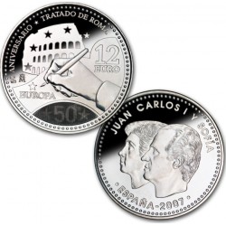 ESPAÑA 12 EUROS 2007 TRATADO DE ROMA PLATA SC SILVER