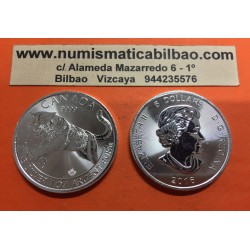 CANADA 5 DOLARES 2016 PUMA Serie PREDATORS MONEDA DE PLATA PURA SC $5 Dollars Coin 1 ONZA OZ OUNCE COUGAR