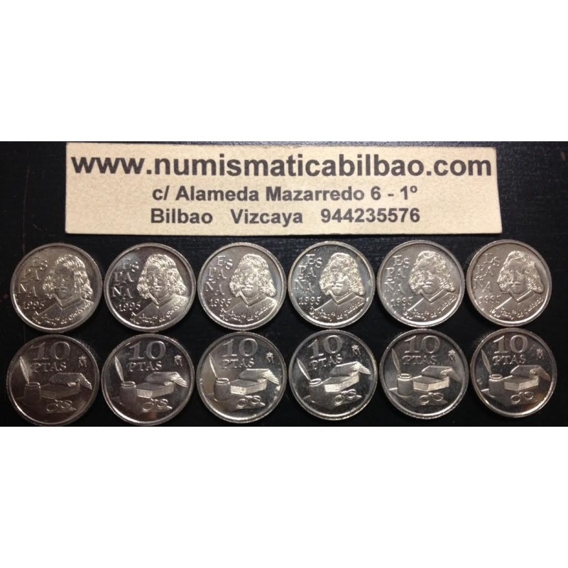 ESPAÑA 10 PESETAS 1995 QUEVEDO KM.947 MONEDA DE NICKEL @LUJO@ JUAN CARLOS I