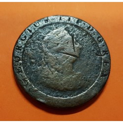 INGLATERRA 1 PENIQUE 1797 (fecha no visible) KING GEORGE III tipo CARTWHEEL KM.618 MONEDA DE COBRE @RARA@ 1 penny coin