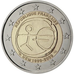 FRANCIA 2 EUROS 2009 EMU 10 ANIVERSARIO MONEDA BIMETALICA SC France