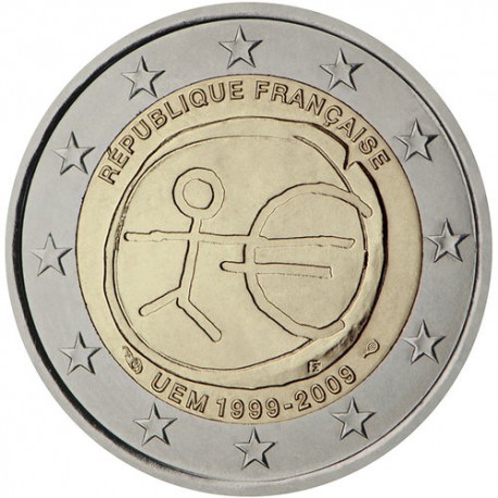 FRANCIA 2 EUROS 2009 EMU 10 ANIVERSARIO MONEDA BIMETALICA SC France