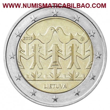 LITUANIA 2 EUROS 2018 FESTIVAL DE LA CANCION y LA DANZA SC MONEDA CONMEMORATIVA Lietuva Lithuania Euro coin