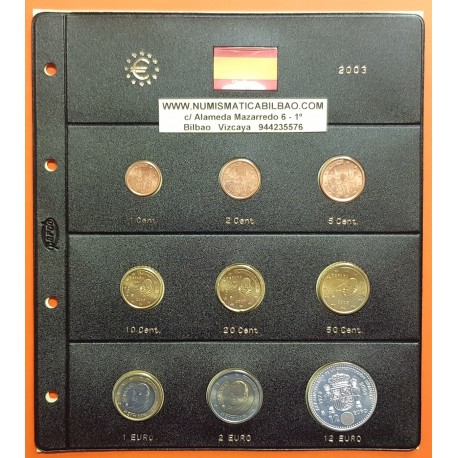 ESPAÑA MONEDAS EURO 2003 SC 1+2+5+10+20+50 Centimos 1+2 EUROS + 12 EUROS 2003 PLATA + HOJA DE PARDO