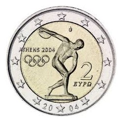 GREECE 2 EUROS 2004 OLYMPIC ATHENS UNC BIMETALLIC
