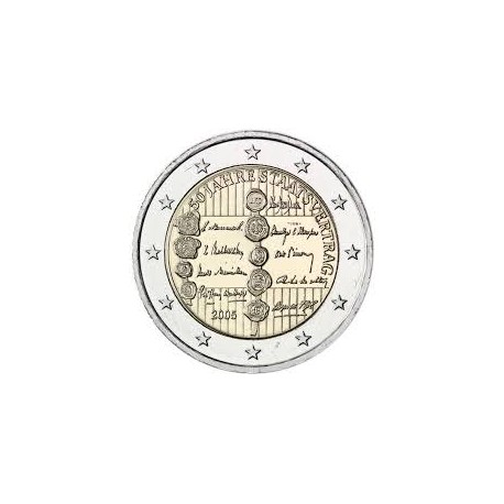 AUSTRIA 2 EUROS 2005 MANIFIESTO DEL ESTADO 50 ANIVERSARIO SC BIMETALICA MONEDA CONMEMORATIVA Osterreich