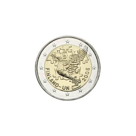 FINLANDIA 2 EUROS 2005 ONU 60 ANIVERSARIO PALOMA SC BIMETALICA MONEDA CONMEMORATIVA Finnland