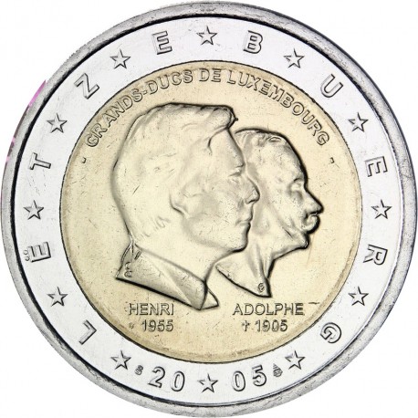 LUXEMBURGO 2 EUROS 2005 GRANDES DUQUES HENRI y ADOLPHE SC BIMETALICA MONEDA CONMEMORATIVA