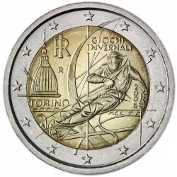 ITALIA 2 EUROS 2006 OLIMPIADA DE TURIN SKI ALPINO SC BIMETALICA MONEDA CONMEMORATIVA