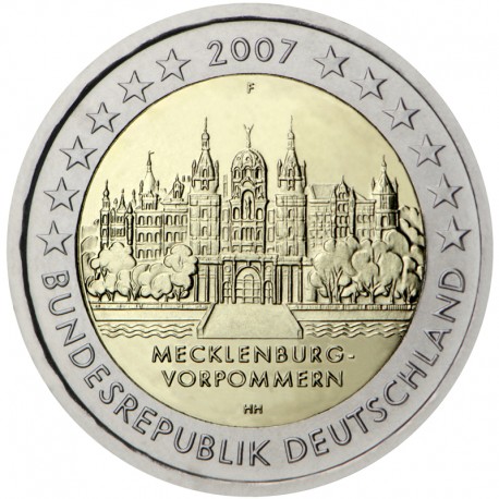 ALEMANIA 2 EUROS 2007 IGLESIA DE MECKLENBURG en WEST POMERANIA @LETRA AL AZAR@ MONEDA BIMETALICA y CONMEMORATIVA SC