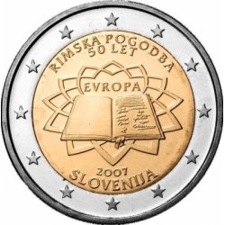 ESLOVENIA 2 EUROS 2007 TRATADO DE ROMA 50 ANIVERSARIO SC BIMETALICA MONEDA CONMEMORATIVA @RARA@