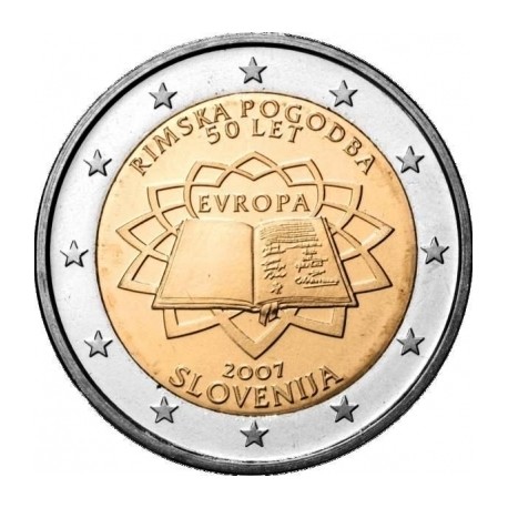 ESLOVENIA 2 EUROS 2007 TRATADO DE ROMA 50 ANIVERSARIO SC BIMETALICA MONEDA CONMEMORATIVA @RARA@