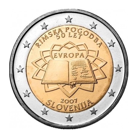 SLOVENIA 2 EUROS 2007 TEATRY OF ROME RARA UNC BIMETALLIC