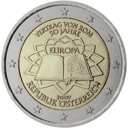 OSTERREICH 2 EURO 2007 TREATY OF ROME UNC BIMETALLIC