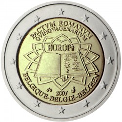 BELGICA 2 EUROS 2007 TRATADO DE ROMA 50 ANIVERSARIO SC BIMETALICA MONEDA CONMEMORATIVA