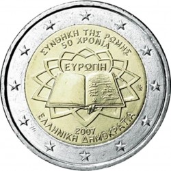 GRECIA 2 EUROS 2007 TRATADO DE ROMA 50 ANIVERSARIO SC BIMETALICA MONEDA CONMEMORATIVA