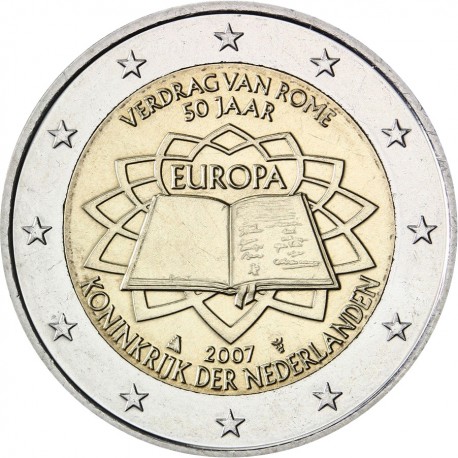 HOLANDA 2 EUROS 2007 TRATADO DE ROMA 50 ANIVERSARIO SC BIMETALICA MONEDA CONMEMORATIVA