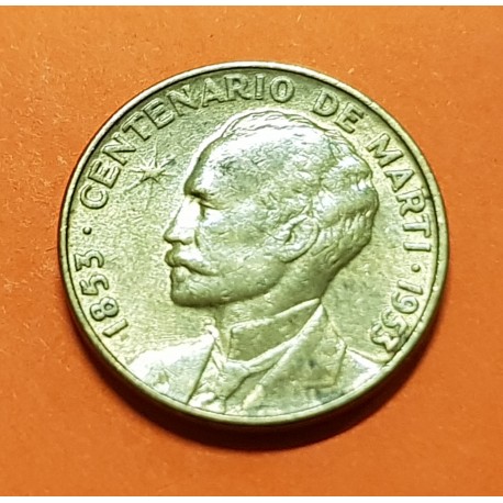 CARIBE 1 CENTAVO 1953 CENTENARIO DE JOSE MARTI KM.26 MONEDA DE LATON EBC-