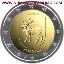 LETONIA 2 EUROS 2018 ESCUDO CON ALCE DE LA REGION DE ZEMGALE SC MONEDA CONMEMORATIVA