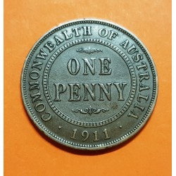 AUSTRALIA 1 PENIQUE 1911 REY JORGE V KM.23 MONEDA DE BRONCE MBC+ 1 Penny GEORGIUS V