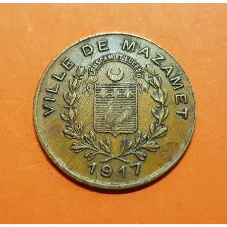 FRANCIA 10 CENTIMOS 1917 FICHA VILLE DE MAZAMET ALQUIER FRERES MONEDA DE LATON @ESCASA@ France WWI JETON TOKEN Franch Notgeld