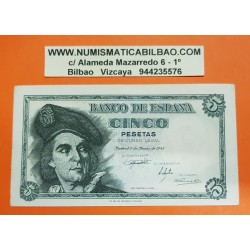 ESPAÑA 5 PESETAS 1948 JUAN SEBASTIAN ELCANO Serie L 00972277 Pick 136A BILLETE SC- @DOBLEZ EN MARGEN DERECHO@ Spain banknote