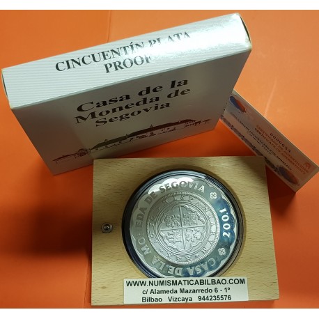 ESPAÑA 10000 PESETAS 2001 CASA DE LA MONEDA DE SEGOVIA MONEDA DE PLATA 5 Onzas ESTUCHE CERTIFICADO FNMT