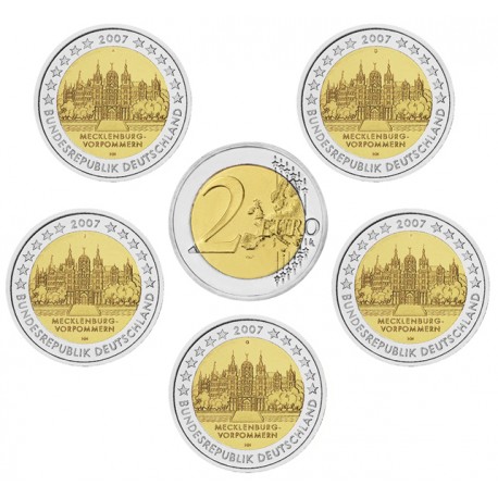 ALEMANIA 2 EUROS 2007 A+D+F+G+J IGLESIA DE MECKLENBURG en WEST POMERANIA SC BIMETALICA MONEDA CONMEMORATIVA