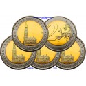 ALEMANIA 2 EUROS 2008 A+D+F+G+J IGLESIA EN HAMBURGO SC MONEDA BIMETALICA y CONMEMORATIVA Germany euro coin