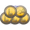 ALEMANIA 2 EUROS 2008 A+D+F+G+J IGLESIA EN HAMBURGO SC MONEDA BIMETALICA y CONMEMORATIVA Germany euro coin