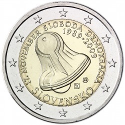 ESLOVAQUIA 2 EUROS 2009 CAMPANA 20 ANIVERSARIO DE LA REVOLUCION VELVET MONEDA BIMETALICA SC CONMEMORATIVA Slovakia