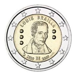 BELGICA 2 EUROS 2009 LOUIS BRAILLE 200 ANIVERSARIO DE SU NACIMIENTO MONEDA BIMETALICA SC CONMEMORATIVA Belgium Belgien