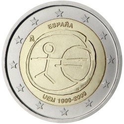 SPAIN 2 EUROS 2009 EMU ANIVERSARY UNC BIMETALLIC