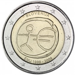 SLOVENIA 2 EUROS 2009 EMU ANIVERSARY UNC BIMETALLIC