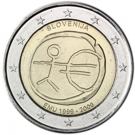 ESLOVENIA 2 EUROS 2009 EMU 10 ANIVERSARIO MONEDA BIMETALICA SC Slovenia