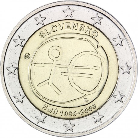 ESLOVAQUIA 2 EUROS 2009 EMU 10 ANIVERSARIO MONEDA BIMETALICA SC Slovakia