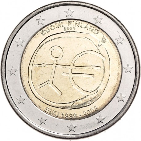 FINLANDIA 2 EUROS 2009 EMU 10 ANIVERSARIO MONEDA BIMETALICA SC Finnland