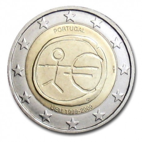 PORTUGAL 2 EUROS 2009 EMU ANNIVERSARY UNC BIMETALLIC