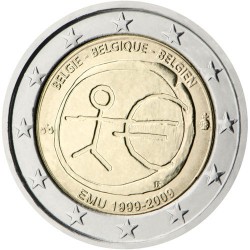 BELGIUM 2 EUROS 2009 ANIVERSARY EMU UNC BIMETALLIC