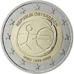 AUSTRIA 2 EUROS 2009 EMU 10 ANIVERSARIO MONEDA BIMETALICA SC Osterreich