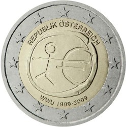 OSTERREICH 2 EURO 2009 EMU ANNIVERSARY UNC BIMETALLIC